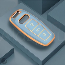 Audi A3 A4 A6 A7 A8 & B9 C8 4k D5 & S7 S8 & Q7 Q8 & E-tron Gold Kenar Tpu Anahtar Kılıfı Mavi