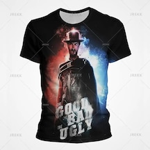 Snapbuy Vintage Yaz Erkek T-shirt - İyi Kötü Çirkin Baskılı Blondie Grafikli Streetwearblack Black