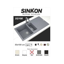 Sinkon Gri Granit Eviye 50 x 100 / 1.5 Göz - Sg100 - Sinkon