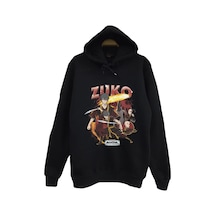 Avatar The Last Airbender Zuko Baskılı %100 Pamuk Unisex Siyah Kapüşonlu Sweatshirt Siyah