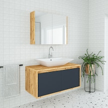 Banos Roomart Lavabolu Ahşap-Antrasit 100 Cm Banyo Dolabı + Ayna Antrasit Banos Roomart Lavabolu Ahşap-Antrasit 100 Cm Banyo Dolabı + Ayna Antrasit