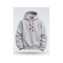 North Whiskers Kedi Patileri Baskılı Unisex Hoodie Minimal Kedi Temalı Kapüşonlu Sweatshirt Gri - 935828222 Gri - 935828222 Gri
