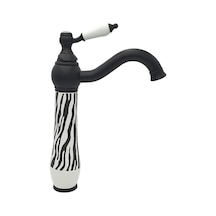 Zebra Siyah Beyaz Çanak Lavabo Bataryası Renkli