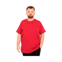Mode Xl Büyük Beden Erkek T-shirt Bisiklet Yaka Basic U25162 Bordo Bordo