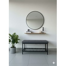 Özcan Metal Metal Ayaklı Raflı Bench Puf Bank Antre Mutfak Salon Yatak Odası Puf Bank 105 40 Gri