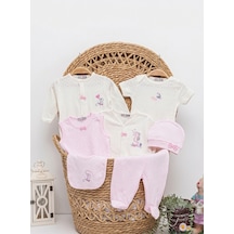 İmaj Bebe İmajbebe Kız Bebek Pembe Deniz Atı Nakışlı 8'li Hastane Çıkış Seti Pembe - Beyaz