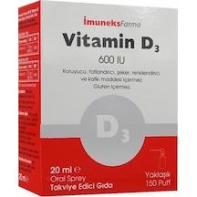 İmuneks Vitamin D3 600 Iu 20 ml Sprey