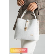 Just Polo Kadın Orta Boy Su Geçirmez Günlük Şık El Ve Omuz Çantası Ebat 23 X 18 Cm Shoulder Bag Beyaz