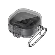 Samsung Galaxy Buds 4 / Buds 4 Pro Uyumlu Şeffaf Premium Kulaklık Kılıfı Güvenlik Kilidi Mekanizmalı, Darbe Emici Tpu Malzeme Şeffaf Siyah