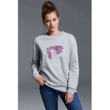 Billi E Eilish Logosu Blosh Baskılı Gri Kadın Sweatshirt