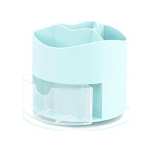 Ganzhoushop Döner Kalem Kalemlik, 4 Bölmeli Kalemlik - Masaüstü Kırtasiye Depolama Makyaj Fırçaları Tutucu Ev Ve Ofis İçin, Kalem Düzenleyici Masa Düzenleyici -yxblue