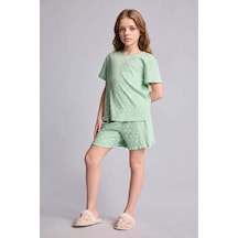 Defacto Regular Fıt Puantiyeli Fitilli Kaşkorse 2li Pijama Takımı Kız Çocuk H8103a826hsgn1136 Yeşil-gn1136
