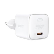 Aukey PA-B1T 20 W Omnia II Mini Gan PD QC 3.0 Type-C Hızlı Şarj Adaptörü - Beyaz