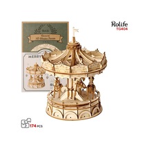 Rolife Tg404 Atlı Karınca Merry-go-round Dıy Minyatür Maket Model Ahşap 3d Wooden Puzzle Model Kit Dekoratif Hobi Seti Ahşap Maket