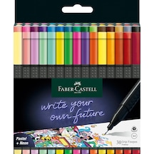 Faber-castell Grip Finepen İnce Keçe Uçlu Kalem Seti, 30 Lu, Pastel Ve Neon Renkler, 0.4 Mm Hassas Uç, Metal Destekli, Ergonomik Üçgen Gövde