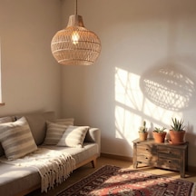 Jasmin Rattan Avize Saman Sarısı
