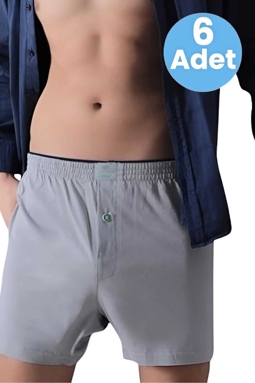 Tezzgelsin Erkek Pamuklu 6'lı Havlu Bel Boxer Gri