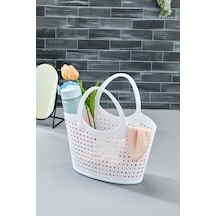 Silikon Premium Kolay Saklanabilir Sepet Çanta Organizer, 5,5lt, 30x17x31cm Silikon Beyaz 30 X 17 Tr Diğer