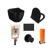 VitrA S60 Mat Siyah Kanalsız Asma + Mat Siyah Gömme Rezervuar + Slim Yavaş Kapanır Kapak