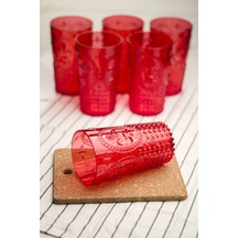 Akrilik Kırmızı 6'lı Uzun Bardak & Su Meşrubat Bardağı 750 Ml Boy & Cam Değildir