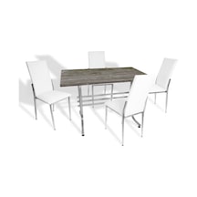 Japon - Gözde Masa Takımı - 70x120 Werzalit, Wermodin Ve Allzalit Tabla - Old Pine - Beyaz Çok Renkli