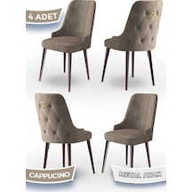 Canisa Newa Serisi, 1.sınıf Babyface Kumaş Kahve Metal Ayaklı Gold Halkalı, 4 Adet Cappucino Sandalye Sandalye Cappucino Ayaklar Kahve