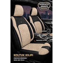 Toyota Auris 2007+ Uyumlu Monaco Serisi Eviza Deri Detaylı Bej Siyah Koltuk Kılıfı