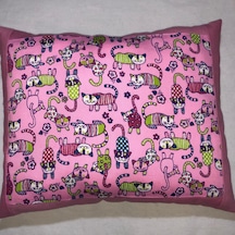 El yapımı patchwork kedi desenli yastık