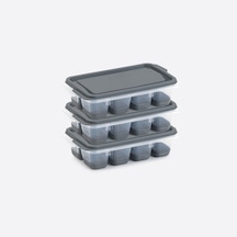 3 Lü Set Mini Kapaklı Silikon Buzluk Antrasit Renk