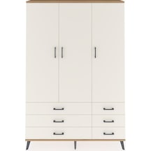 Arges Dolap 5 Raflı 6 Çekmeceli Tek Askılı 132x30x195 Çam-aytaşı/aytaşı Aytası/aytası