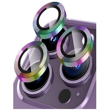 Ermer iPhone 14 Pro Max Uyumlu Kamera Lensi Koruma Camı Safir Metal Çerçeveli Hd Derin Mor Koruma Lensi