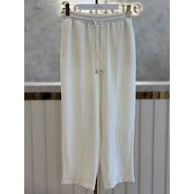 Sentez Sz-5642-e Ekru Renk Beli Lastikli Pantolon 2