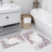 Rovigo Home Baskılı Kaymaz Taban 2 Li Banyo Paspas Takım Rvg5069-100X60-60X50 Çok Renkli