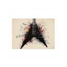 Siyah Gitar Gücü Art Mdf Poster