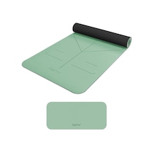 Gymo Hizalamalı 6mm Tpe Yoga Matı Pilates Minderi Diz Dirsek Koruyucu Matlı Set Açık Yeşil