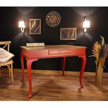 Wooding-Mobilya Wooding 120 Cm Çekmeceli Masif Kırmızı Naturel Çalışma Masası
