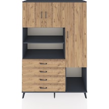Hyperion Dolap 8 Raflı 4 Çekmeceli 3 Kapaklı 132x44x195 Antrasit-çam/çam Atlas Çam/atlas Çam - Antrasıt