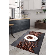 Kahverengi Kaymaz Tabanlı Kahve Desenli Mutfak Halısı Ar1257n11