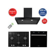 Eminçelik & Afm A30 FM7600 + EC-AH 7340 BE70 LPG + FM3500B DLC Dijital Turbo Siyah Ankastre Set