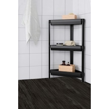 3 Katlı Köşeli Siyah Banyo Rafı