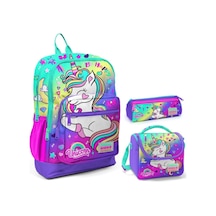 Coral High Su Yeşili Lavanta Unicorn Üçlü İlkokul Okul Çanta Seti