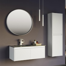 Orka Lisbon 90 Cm Mdf Mat Beyaz Banyo Dolabı Takımı Ve Boy Dolabı Beyaz