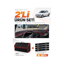 E-biz Renault 19 Europa 1996-2003 Uyumlu Torpido Örtüsü + Deri Çanta - Siyah-kırmızı - Re004