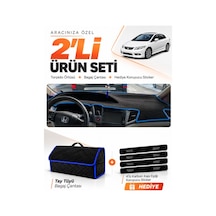 Honda Cıvıc Fb7 2011-2015 Uyumlu Torpido Örtüsü + Tay Tüyü Bagaj Çantası + Sticker - Siyah Mavi