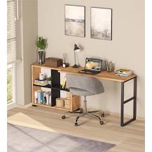 Gardenya L Katlanır Kitaplıklı Çalışma Masası Atlantik Çam - Antrasit