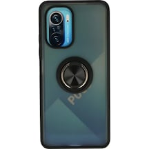 Newface Xiaomi Redmi K40 Kılıf Montreal Yüzüklü Silikon Kapak - Siyah Şeffaf Diğer