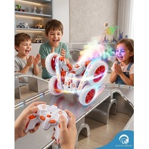 Uzaktan Kumandalı Beyaz Renk Full Fonksiyon 2.4 Ghz Şarjlı Işıklı Buhar Atan 360 Derece Dönebi