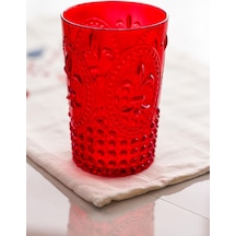 Akrilik Kırmızı Tekli Kısa Bardak & Su Meşrubat Kahve Yanı Bardağı 400 Ml Cam Değildir