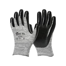 Bay-el El005 No:10 Siyah 1/2 Nitril Kaplı Örme Gri Kırçıl Naylon Eldiven
