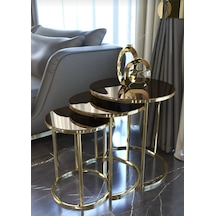 Zigon sehpa,metal zigon sehpa,servis sehpası,çay zigon sehpası,3'lü zigon sehpa,kaliteli sehpa  Renk bronz